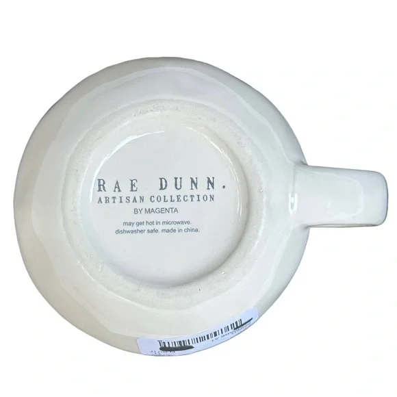 Rae Dunn CREAM Creamer Pitcher White Black Large Letters Dimples NWT 2017 OG - Picture 8 of 11